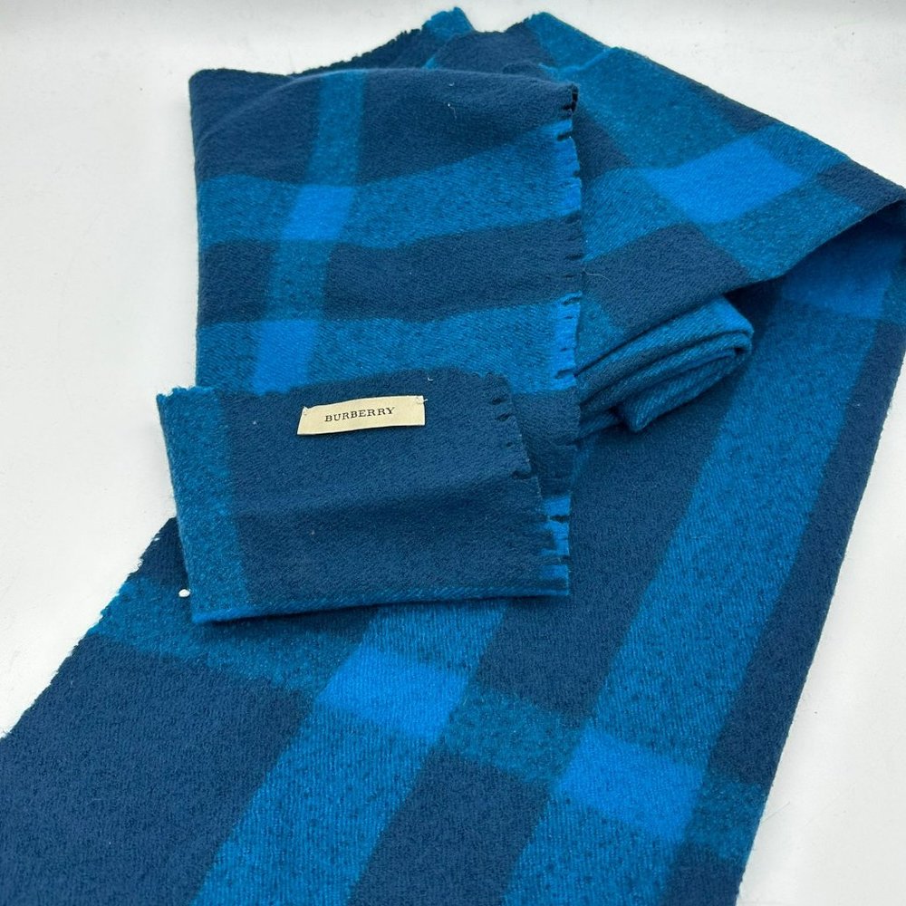 Burberry Wool Blue Scarf Unisex